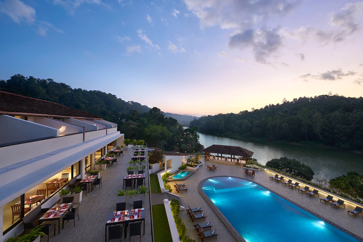 Relaxing by the resort pool